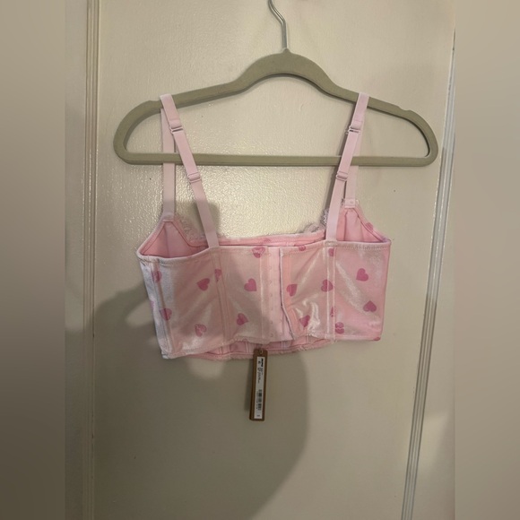Skims Cherry Blossom Heart Breaker Velvet Lace Corset, pink, size small, NWT - Picture 6 of 10